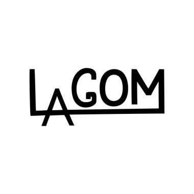 Lagom kelime yazı tipi tasarımı. Yazı trendy tarzı logosu. İskandinav yaşam tarzı kavramı.