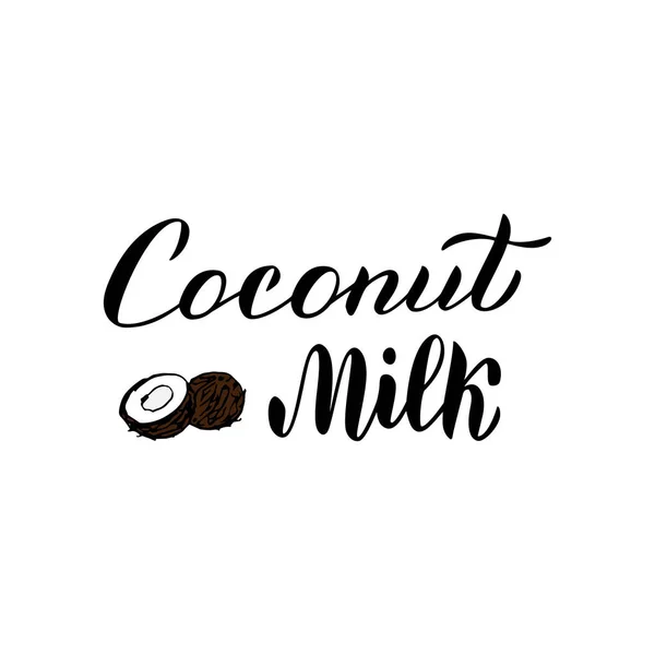Coconut milk typography text. Trendy lettering logo font. Packaging — Stock Vector