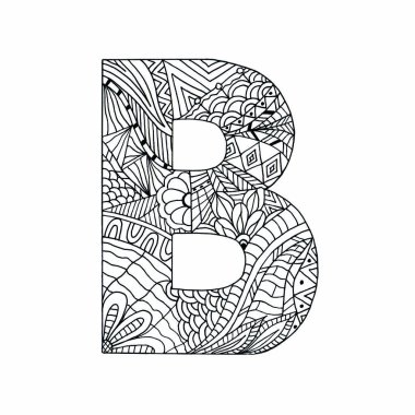 Çocuklar ve yetişkinler için anti-stres kitabı boyama sayfası B. 