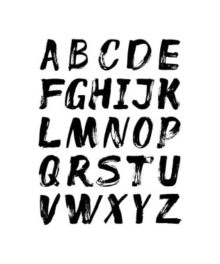 El çekilmiş kuru fırçalama alfabesi