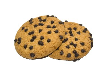 Beyaz arka plan üzerinde izole çikolata ile yuvarlak kurabiye