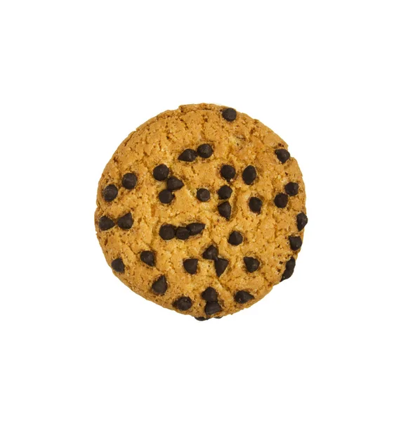 Runda Cookie Med Choklad Isolerade Över Den Vita Bakgrunden — Stockfoto