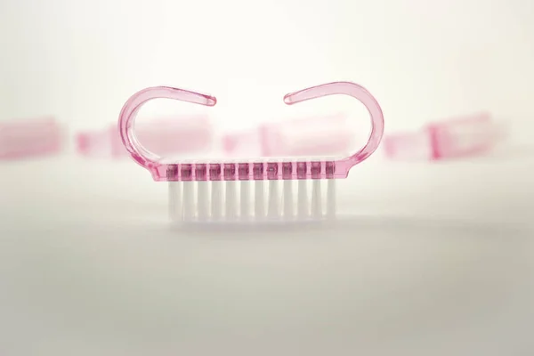Pink Cleaning Nail Brush White Background — Stock Photo, Image