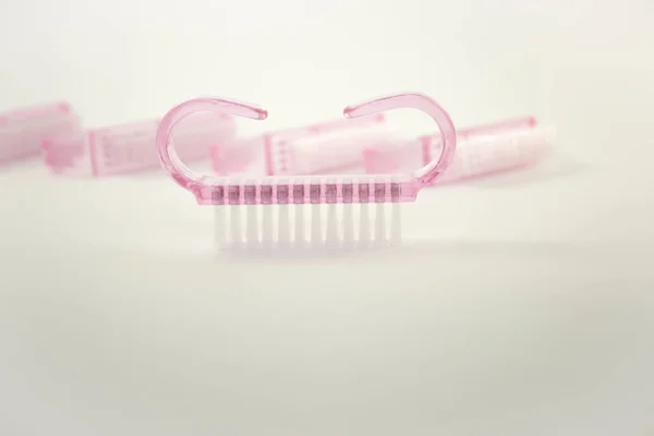 Pink Cleaning Nail Brush White Background — Stock Photo, Image