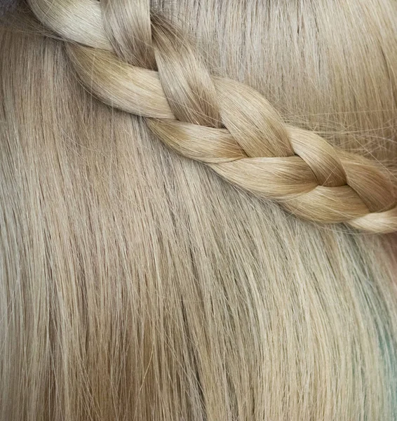 Υφή Των Ξανθών Γυναικείων Μακριά Μαλλιά Κοτσίδα Χτενίσματα Υγεία Μαλλιών — Φωτογραφία Αρχείου
