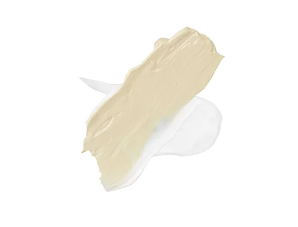 Pinceladas Correctoras Color Aisladas Sobre Fondo Blanco Color Beige Blanco — Foto de Stock