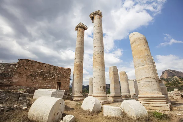Руїни Храму Артеміди Стародавньому Столітті Лідійська Столиця Сардіс — стокове фото