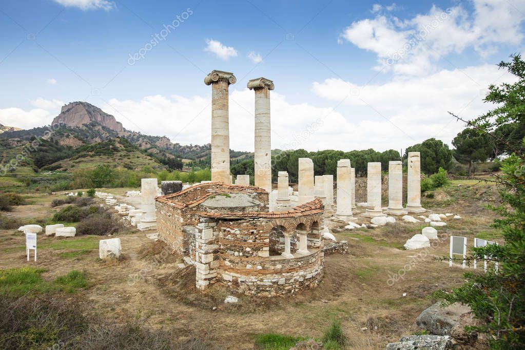 Ruins of the temple of Artemis in the ancient 2nd Century Lydian capital of Sardis