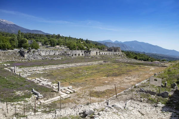 Tlos Ancient Ruined Lycian Hilltop Citadel Resort Town Fethiye Mugla — Stock Photo, Image