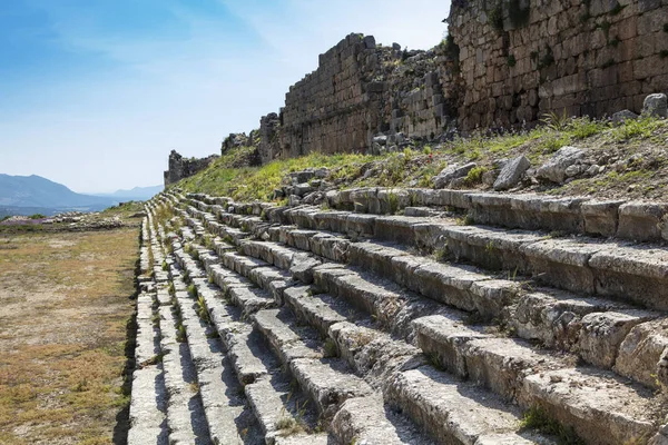 Tlos Starověká Pevnost Lycian Vrcholu Kopce Nedaleko Rekreačním Městem Fethiye — Stock fotografie