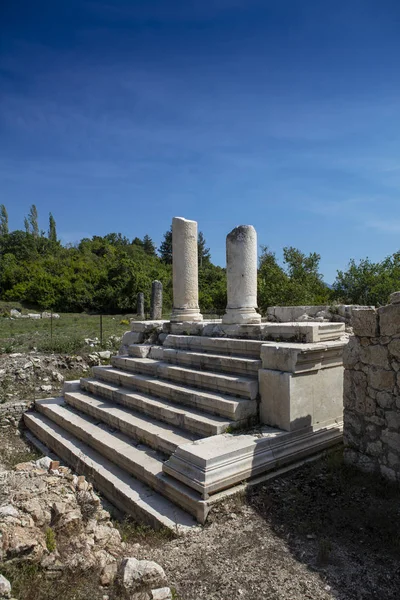 Tlos Starověká Pevnost Lycian Vrcholu Kopce Nedaleko Rekreačním Městem Fethiye — Stock fotografie