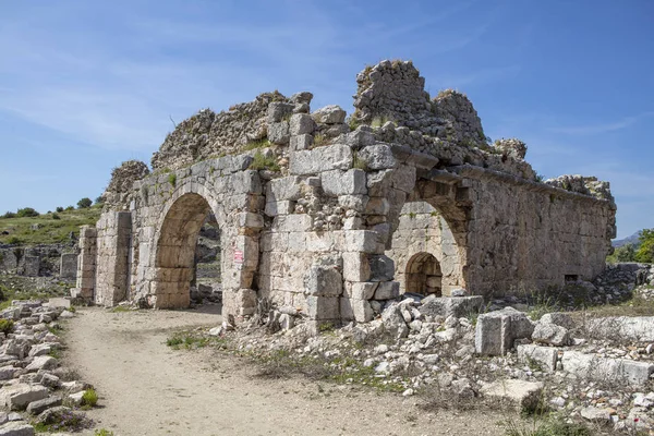 Tlos Est Une Ancienne Citadelle Lycienne Ruine Près Station Balnéaire — Photo