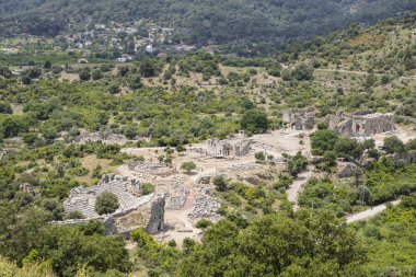 Ancient city of Kaunos, Dalyan valley, Turkey. Kaunos (Latin: Caunus) was a city of ancient Caria and in Anatolia, a few km west of the modern town of Dalyan, Mula Province, Turkey. clipart