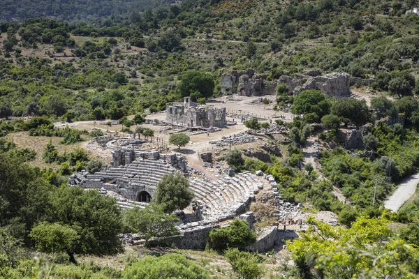 Kaunos antik kenti, Dalyan Vadisi, Türkiye. Kaunos (Latince: Caunus) Antik Karya ve Anadolu 'da, modern Dalyan kentinin birkaç km batısında, Mula Eyaleti, Türkiye.