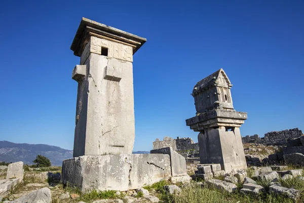 Xanthos Ancient City Gravmonument Och Ruinerna Den Antika Staden Xanthos — Stockfoto