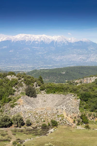 Túmulo Pilar Lício Antigo Pinara Fethiye Turquia — Fotografia de Stock