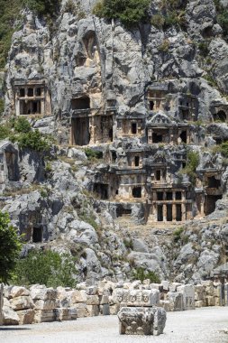 Arkeolojik kalıntıları Likya kaya mezarları Myra, Türkiye'de kesme