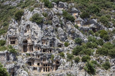 Arkeolojik kalıntıları Likya kaya mezarları Myra, Türkiye'de kesme