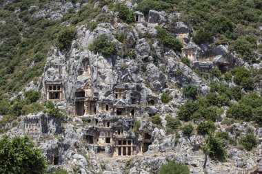 Arkeolojik kalıntıları Likya kaya mezarları Myra, Türkiye'de kesme