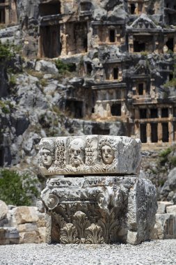 Arkeolojik kalıntıları Likya kaya mezarları Myra, Türkiye'de kesme
