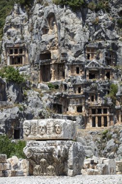 Arkeolojik kalıntıları Likya kaya mezarları Myra, Türkiye'de kesme