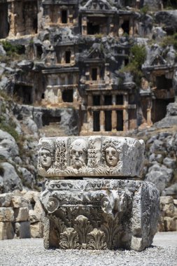 Arkeolojik kalıntıları Likya kaya mezarları Myra, Türkiye'de kesme