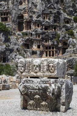 Arkeolojik kalıntıları Likya kaya mezarları Myra, Türkiye'de kesme