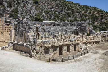 Arkeolojik kalıntıları Likya kaya mezarları Myra, Türkiye'de kesme