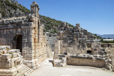 Arkeolojik kalıntıları Likya kaya mezarları Myra, Türkiye'de kesme