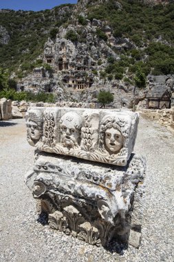 Arkeolojik kalıntıları Likya kaya mezarları Myra, Türkiye'de kesme