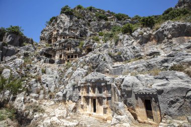 Arkeolojik kalıntıları Likya kaya mezarları Myra, Türkiye'de kesme