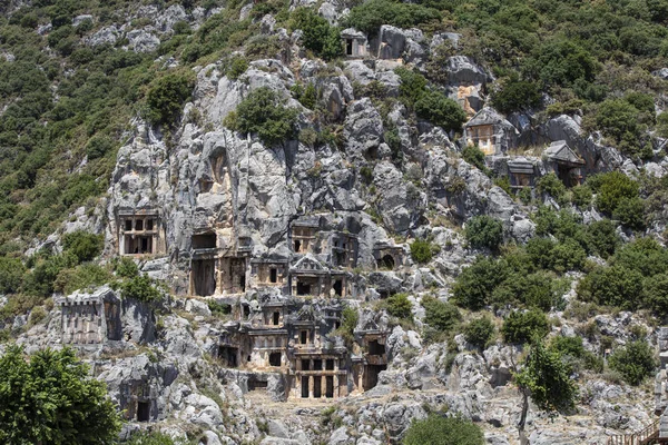 Archäologische Überreste Der Lykischen Felsengräber Myra Türkei — Stockfoto