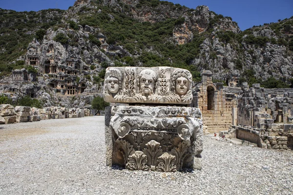 Restos Arqueológicos Las Tumbas Cortadas Roca Lycian Myra Turquía — Foto de Stock