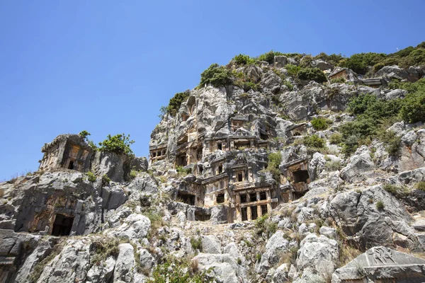 Archäologische Überreste Der Lykischen Felsengräber Myra Türkei — Stockfoto