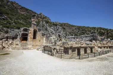 Arkeolojik kalıntıları Likya kaya mezarları Myra, Türkiye'de kesme