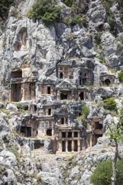 Arkeolojik kalıntıları Likya kaya mezarları Myra, Türkiye'de kesme