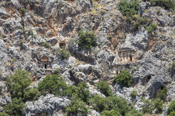 Archeological Remains Lycian Rock Cut Tombs Myra Turkey — Stock Photo, Image