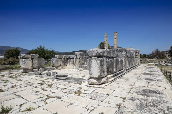 Letoon Letoum Città Antica Colonne Dell Antica Città Letoon Vicino — Foto Stock