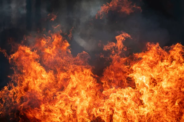 Fireman Using Water Extinguisher Fighting Fire Flame Emergency Situation Danger — Stock Photo, Image