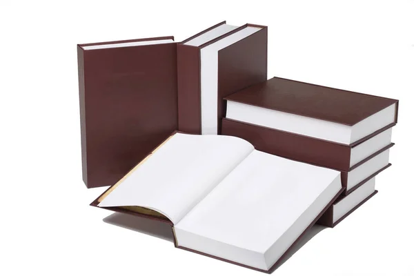 Bodegón Libros Con Sábanas Blancas Claras Estos Libros Están Aislados — Foto de Stock