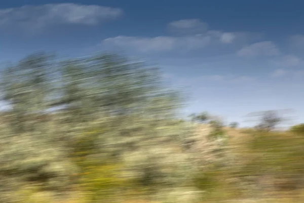 Vista Dal Finestrino Dell Auto Paesaggio Fotografato Durante Guida — Foto Stock