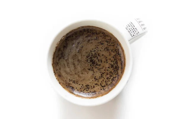 Bekijken Met Boven Kop Koffie Close Koffiekopje Gelegen Een Witte — Stockfoto