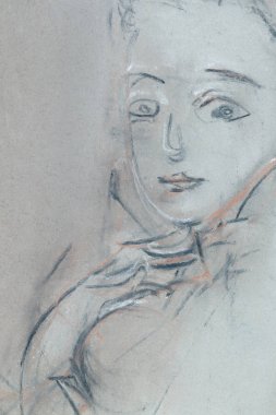 Artis Arcadi Antoseac göre resim parçası. Kağıt üzerine çizilmiş yüz sos ile kaplı.