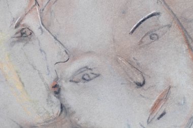 Artis Arcadi Antoseac göre resim parçası. Kağıt üzerine çizilmiş yüz sos ile kaplı.