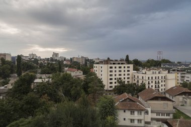 Merkez İlçe Chisinau için güzel üstten görünüm. Bu görüntüde Colina Puskin bölgesi ve Başkanlık Sarayı vardır.