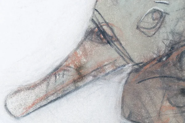 Fragmento Quadro Por Artis Arcadi Antoseac Cabeça Cisne Desenhada Sobre — Fotografia de Stock