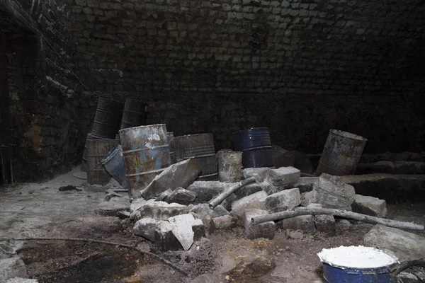 Unfinished Refurbishment Old Wine Cellar Here Pile Construction Waste — Stock Photo, Image