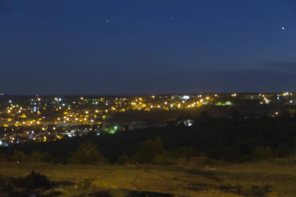 Hermosa Vista Nocturna Suburbio Chisinau Estrellas Nubes Cielo — Foto de Stock