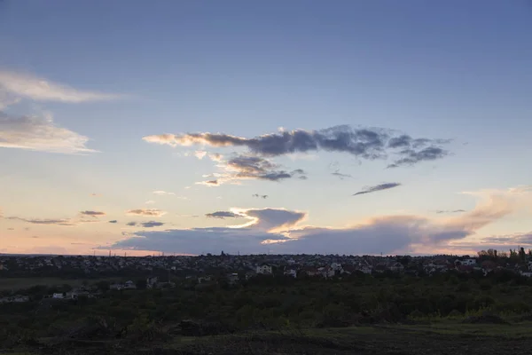 Hermosa Vista Noche Suburbio Chisinau Las Nubes Están Cielo — Foto de Stock