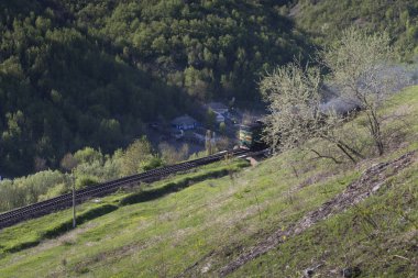 Tren yeşil tepelerin arasında gidiyor. Moldova güzel kez bakıldı.